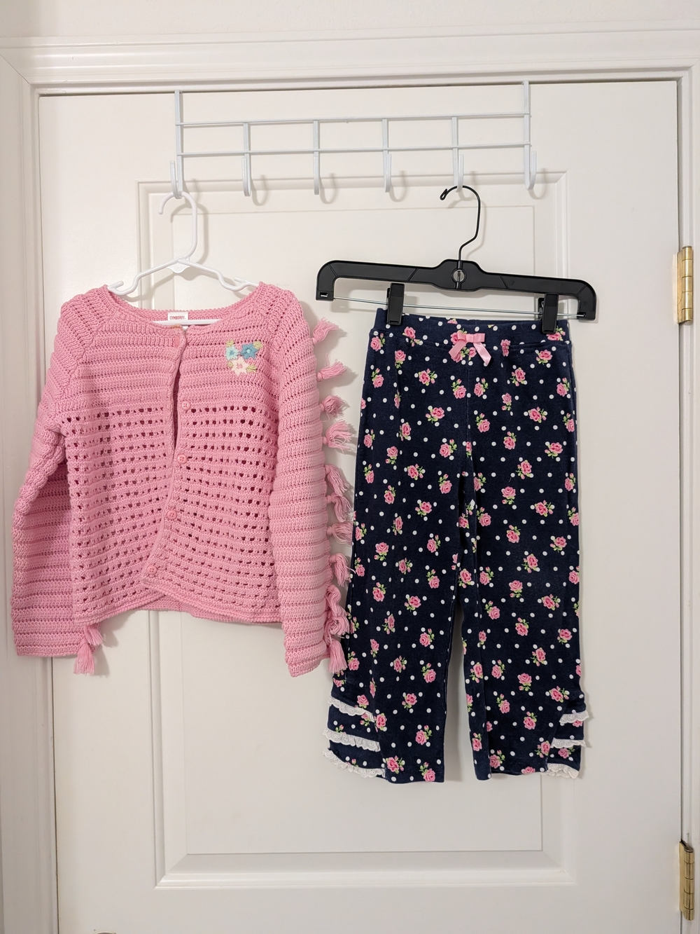Vintage Gymboree 4T Parisian Rose Pants Park City Luxe Cardigan Outfit